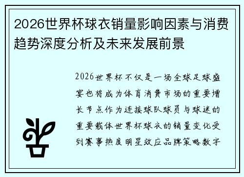 2026世界杯球衣销量影响因素与消费趋势深度分析及未来发展前景